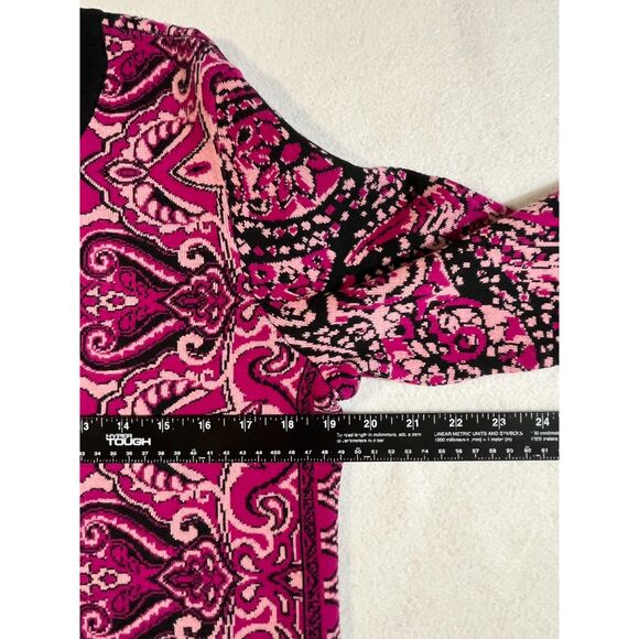 Appleseed's Maroon Black Paisley Cardigan Sweater Wool Blend Medium Button Down - Picture 8 of 9